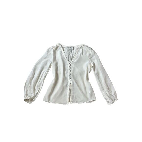 Club Monaco 100% mulberry silk white prairie button up long sleeve blouse size s - Picture 2 of 8